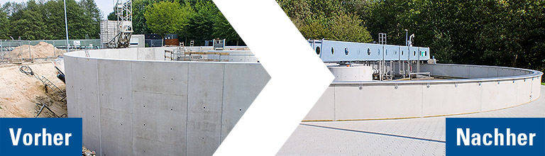 Krumme – Construction spécialisée de stations d’épuration – Chemins de roulement de ponts racleurs – Avant > Après